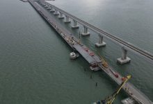 Фото - Завершена надвижка первого пролётного строения Крымского моста